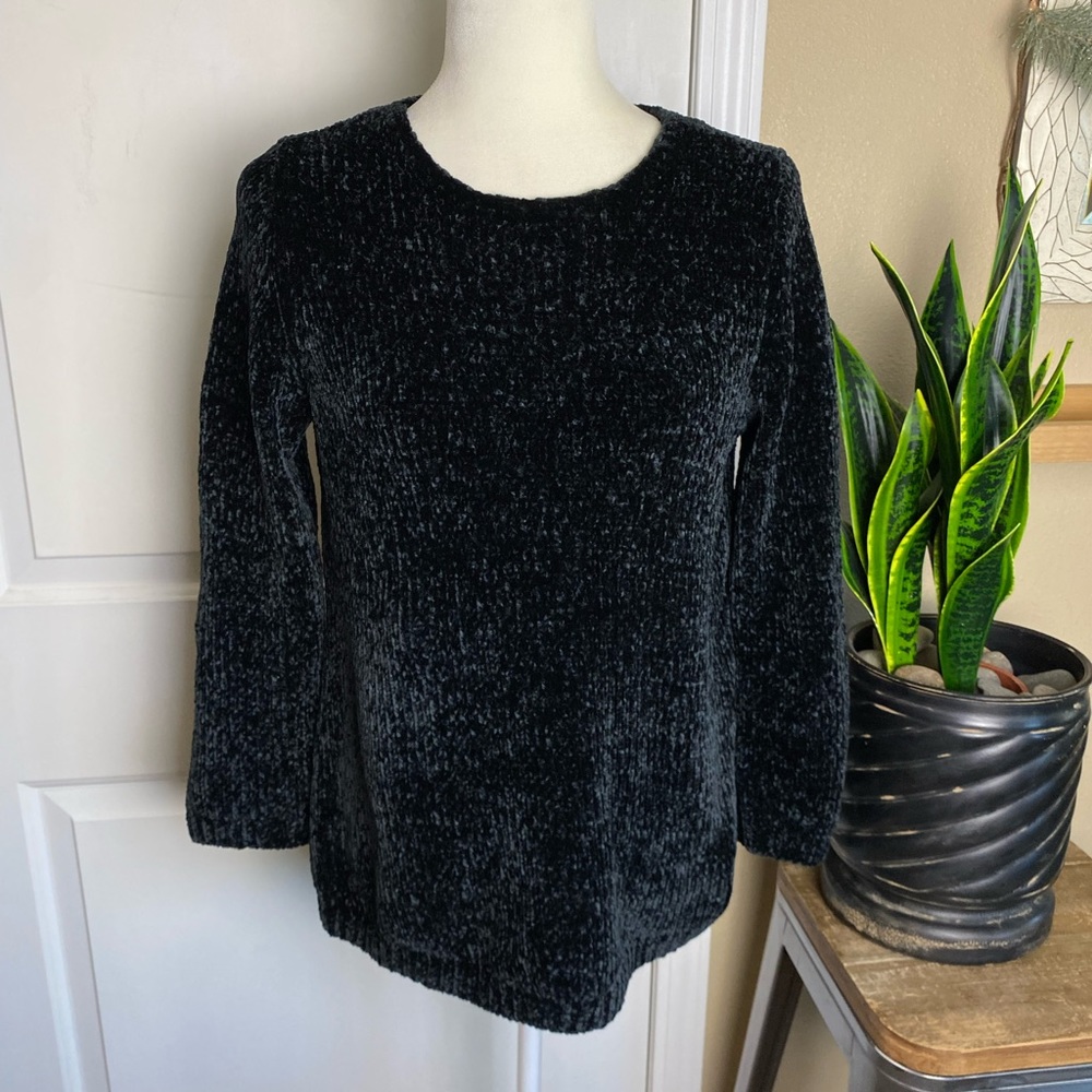 J. Jill Black Chenille Crewneck Sweater - Picture 2 of 8